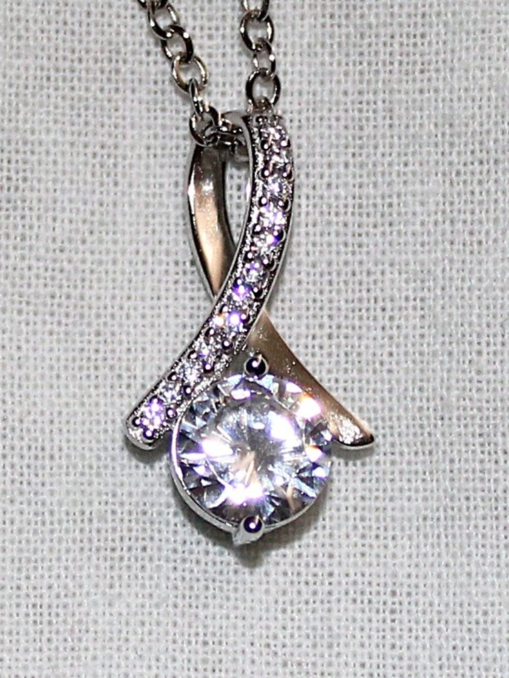 Sterling Silver Casual Minimalist Cubic Zirconia Necklace